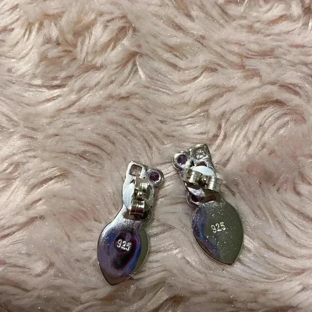 Lab created Opal earrings set in Rhodium plated sterling silver NWOT - Picture 5 of 7